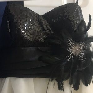 Holiday sequin feather dress